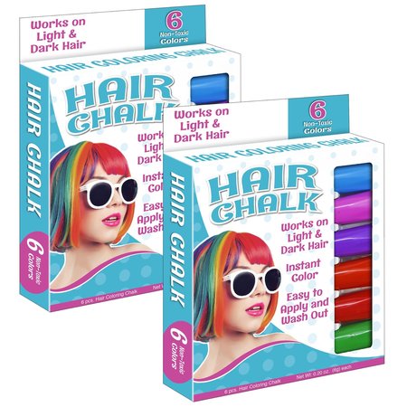 THE PENCIL GRIP Hair Coloring Chalk, 6 Colors Per Set, 12PK 682